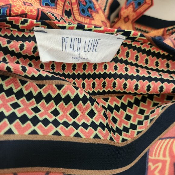 Geometric Print Kimono Sleeve V-Neck Mini Dress wit Tie Waist By Peach Love - Picture 6 of 8